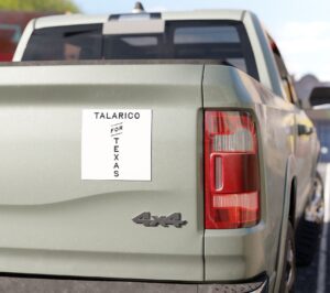 Talarico For Texas 2026 Car Magnet Sticker