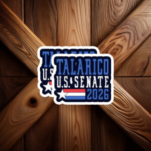 Patriotic Star Block Typography Badge — James Talarico Sticker