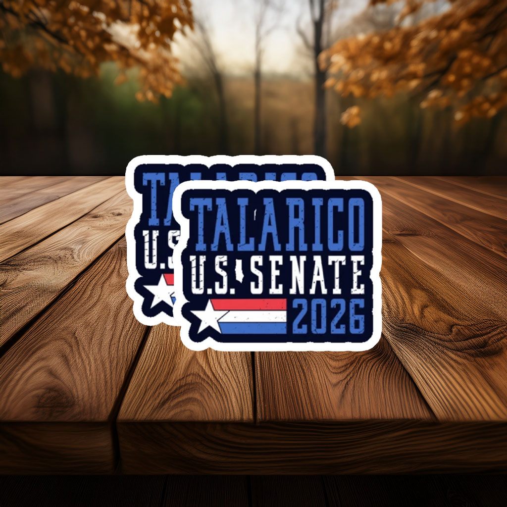 Patriotic Star Block Typography Badge — James Talarico Sticker