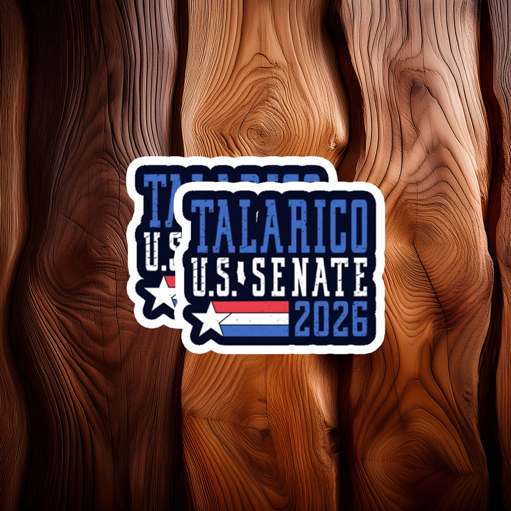 Patriotic Star Block Typography Badge — James Talarico Sticker