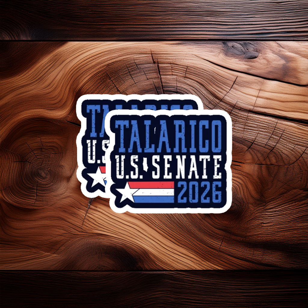 Patriotic Star Block Typography Badge — James Talarico Sticker