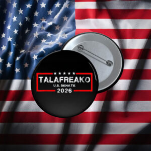 TALAFREAKO U.S. SENATE 2026 Distressed Bold Box Text Stars Pin