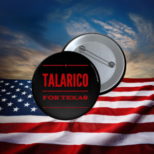 TALARICO FOR TEXAS Minimalist Red Block Typography Purple Pin