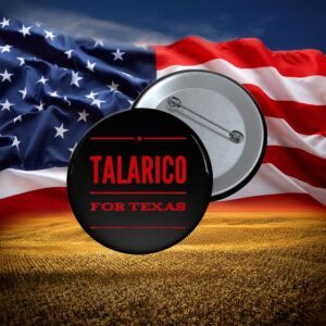 TALARICO FOR TEXAS Minimalist Red Block Typography Purple Pin