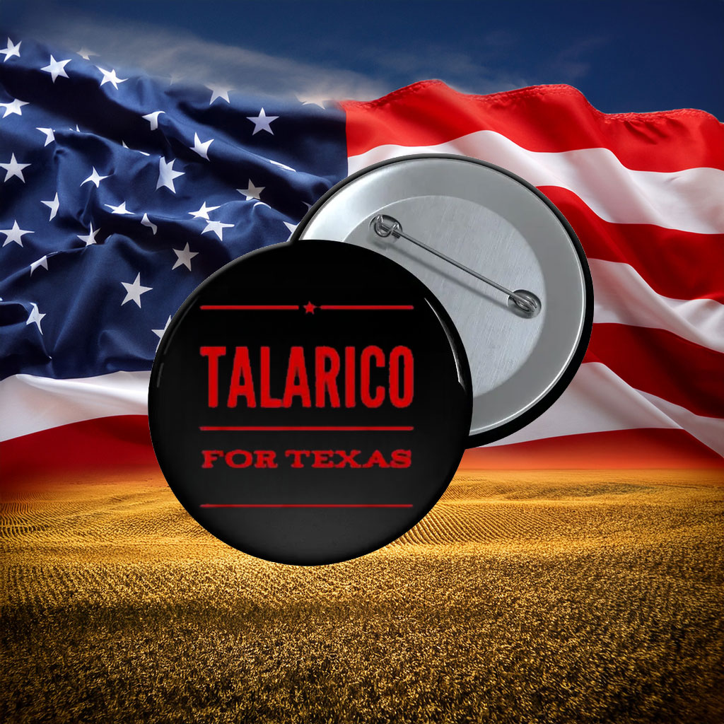 TALARICO FOR TEXAS Minimalist Red Block Typography Purple Pin
