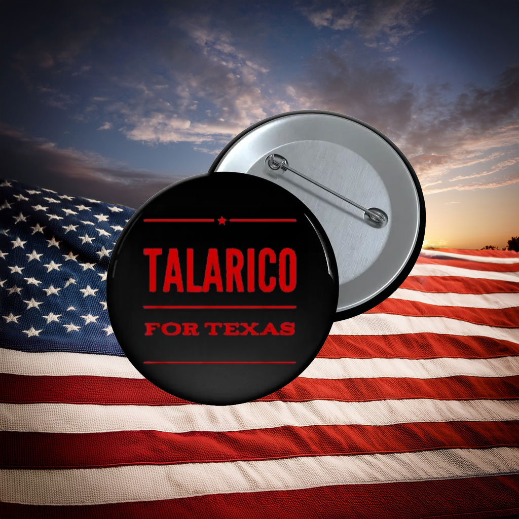TALARICO FOR TEXAS Minimalist Red Block Typography Purple Pin