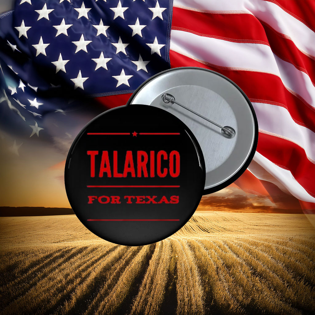 TALARICO FOR TEXAS Minimalist Red Block Typography Purple Pin